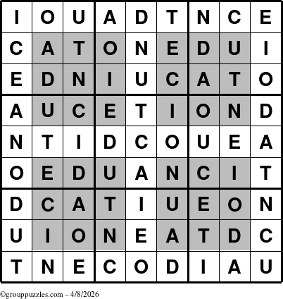 The grouppuzzles.com Answer grid for the HyperEducation-i23 puzzle for Wednesday April 8, 2026