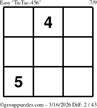 The grouppuzzles.com Easy TicTac-456 puzzle for Monday March 16, 2026