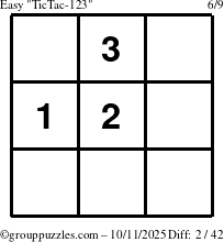 The grouppuzzles.com Easy TicTac-123 puzzle for Saturday October 11, 2025