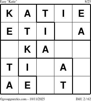 The grouppuzzles.com Easy Katie puzzle for Saturday October 11, 2025