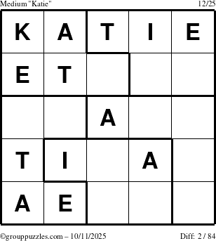 The grouppuzzles.com Medium Katie puzzle for Saturday October 11, 2025