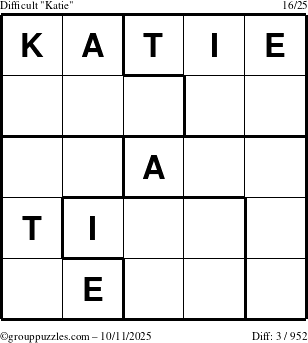 The grouppuzzles.com Difficult Katie puzzle for Saturday October 11, 2025