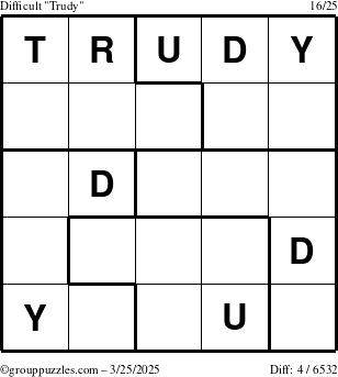 The grouppuzzles.com Difficult Trudy puzzle for Tuesday March 25, 2025