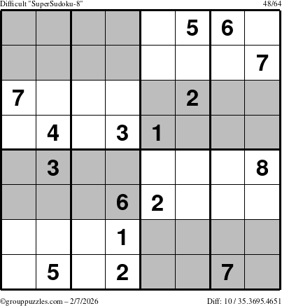 The grouppuzzles.com Difficult SuperSudoku-8 puzzle for Saturday February 7, 2026