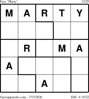 The grouppuzzles.com Easy Marty puzzle for Wednesday July 15, 2026