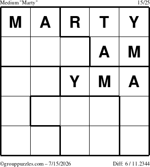 The grouppuzzles.com Medium Marty puzzle for Wednesday July 15, 2026