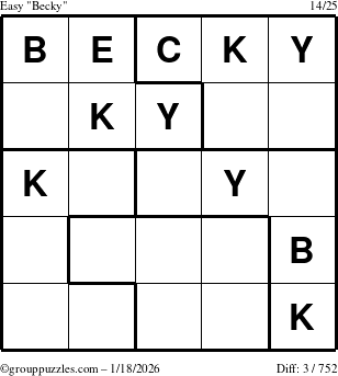 The grouppuzzles.com Easy Becky puzzle for Sunday January 18, 2026