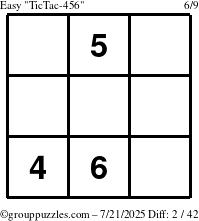 The grouppuzzles.com Easy TicTac-456 puzzle for Monday July 21, 2025