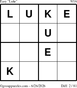The grouppuzzles.com Easy Luke puzzle for Friday June 26, 2026
