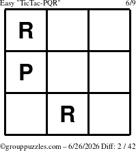The grouppuzzles.com Easy TicTac-PQR puzzle for Friday June 26, 2026