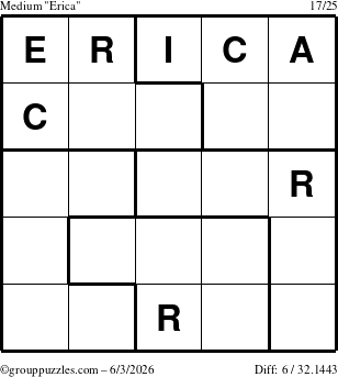 The grouppuzzles.com Medium Erica puzzle for Wednesday June 3, 2026