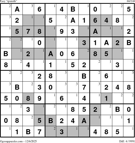 The grouppuzzles.com Easy tpsmith puzzle for Saturday December 6, 2025 with the first 3 steps marked