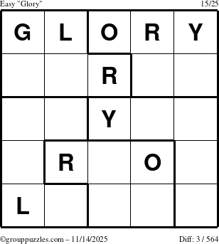 The grouppuzzles.com Easy Glory puzzle for Friday November 14, 2025
