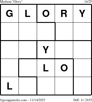 The grouppuzzles.com Medium Glory puzzle for Friday November 14, 2025