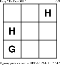 The grouppuzzles.com Easy TicTac-GHI puzzle for Monday October 19, 2026