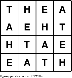 The grouppuzzles.com Answer grid for the Thea puzzle for Monday October 19, 2026