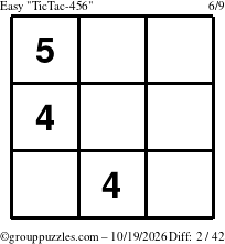 The grouppuzzles.com Easy TicTac-456 puzzle for Monday October 19, 2026