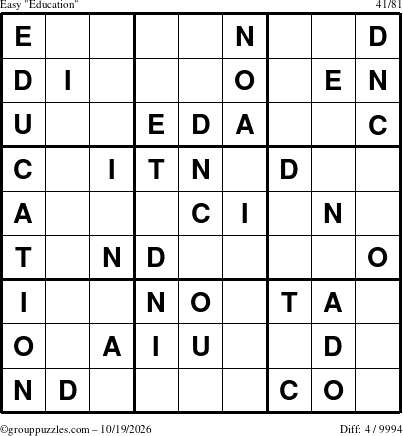 The grouppuzzles.com Easy Education-c1 puzzle for Monday October 19, 2026