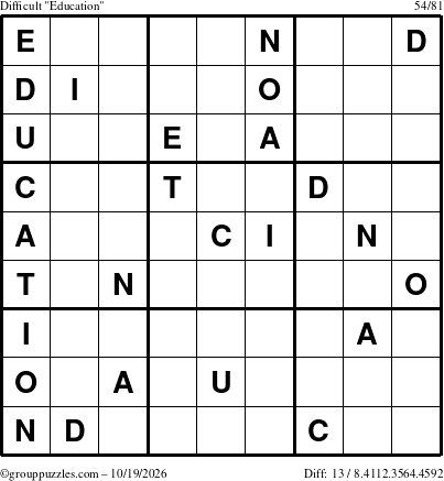 The grouppuzzles.com Difficult Education-c1 puzzle for Monday October 19, 2026