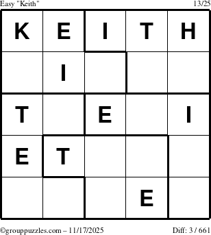The grouppuzzles.com Easy Keith puzzle for Monday November 17, 2025