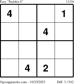 The grouppuzzles.com Easy Sudoku-4 puzzle for Saturday October 25, 2025