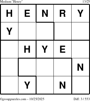 The grouppuzzles.com Medium Henry puzzle for Saturday October 25, 2025