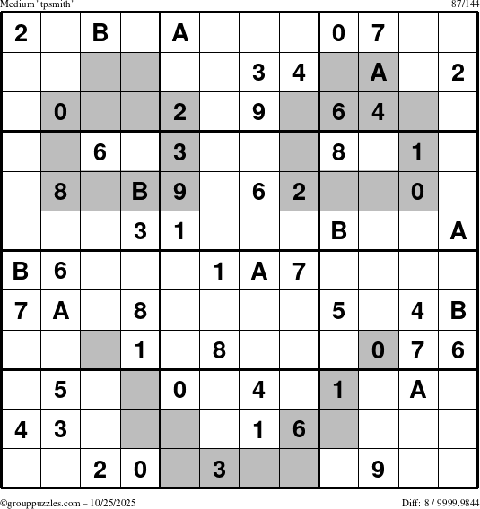 The grouppuzzles.com Medium tpsmith puzzle for Saturday October 25, 2025