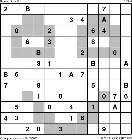 The grouppuzzles.com Difficult tpsmith puzzle for Saturday October 25, 2025