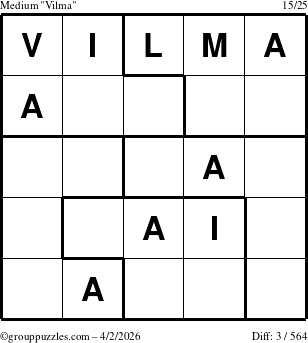 The grouppuzzles.com Medium Vilma puzzle for Thursday April 2, 2026