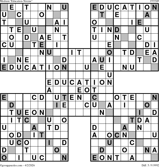 The grouppuzzles.com Medium Education-Xtreme puzzle for Thursday April 2, 2026