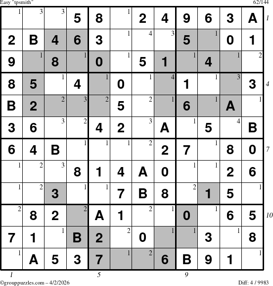 The grouppuzzles.com Easy tpsmith puzzle for Thursday April 2, 2026, suitable for printing, with all 4 steps marked