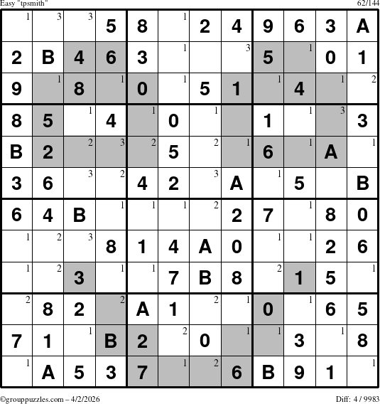 The grouppuzzles.com Easy tpsmith puzzle for Thursday April 2, 2026 with the first 3 steps marked