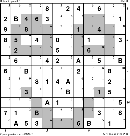 The grouppuzzles.com Difficult tpsmith puzzle for Thursday April 2, 2026, suitable for printing, with all 10 steps marked