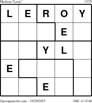 The grouppuzzles.com Medium Leroy puzzle for Tuesday October 28, 2025