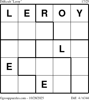The grouppuzzles.com Difficult Leroy puzzle for Tuesday October 28, 2025