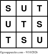 The grouppuzzles.com Answer grid for the TicTac-STU puzzle for Thursday September 10, 2026