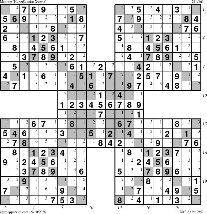 The grouppuzzles.com Medium cover-HyperXtreme puzzle for Thursday September 10, 2026, suitable for printing, with all 6 steps marked