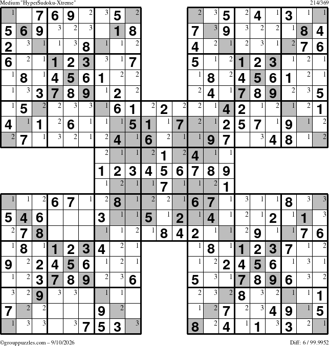 The grouppuzzles.com Medium cover-HyperXtreme puzzle for Thursday September 10, 2026 with the first 3 steps marked