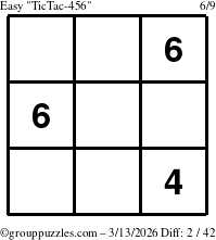 The grouppuzzles.com Easy TicTac-456 puzzle for Friday March 13, 2026