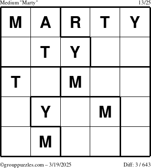 The grouppuzzles.com Medium Marty puzzle for Wednesday March 19, 2025