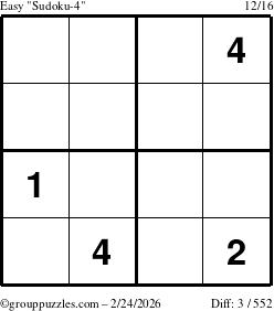 The grouppuzzles.com Easy Sudoku-4 puzzle for Tuesday February 24, 2026