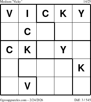 The grouppuzzles.com Medium Vicky puzzle for Tuesday February 24, 2026
