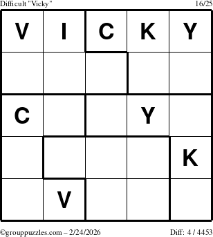 The grouppuzzles.com Difficult Vicky puzzle for Tuesday February 24, 2026