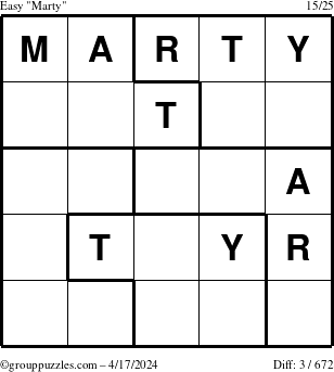 The grouppuzzles.com Easy Marty puzzle for Wednesday April 17, 2024