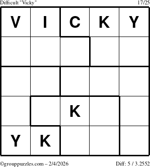 The grouppuzzles.com Difficult Vicky puzzle for Wednesday February 4, 2026