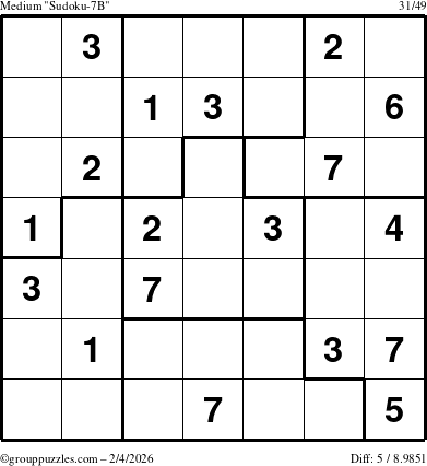 The grouppuzzles.com Medium Sudoku-7B puzzle for Wednesday February 4, 2026