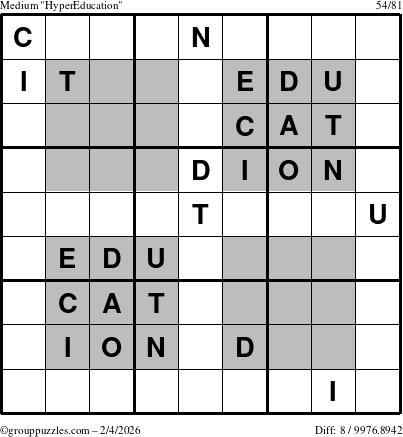 The grouppuzzles.com Medium HyperEducation-i23 puzzle for Wednesday February 4, 2026