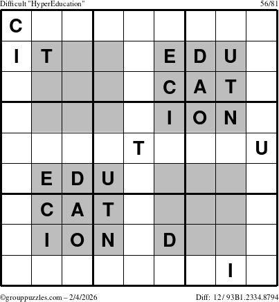 The grouppuzzles.com Difficult HyperEducation-i23 puzzle for Wednesday February 4, 2026