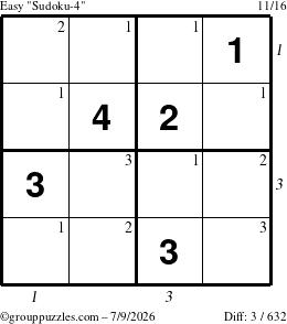 The grouppuzzles.com Easy Sudoku-4 puzzle for Thursday July 9, 2026 with all 3 steps marked