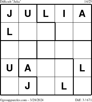 The grouppuzzles.com Difficult Julia puzzle for Thursday March 28, 2024